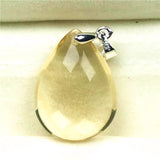 Natural Yellow Citrine Pendant 23x17x9mm Water Drop Gemstone AAAAA
