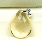 Natural Yellow Citrine Pendant 23x17x9mm Water Drop Gemstone AAAAA