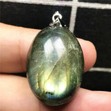 Natural Yellow Labradorite Necklace Pendant Crystal Silver Moonstone Beads