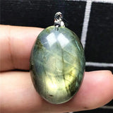 Natural Yellow Light Labradorite Necklace Pendant Crystal Silver Moonstone Beads