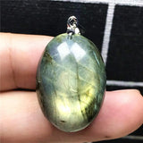 Natural Yellow Light Labradorite Necklace Pendant Crystal Silver Moonstone Beads