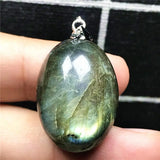 Natural Yellow Labradorite Necklace Pendant Crystal Silver Moonstone Beads