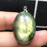 Natural Yellow Light Labradorite Necklace Pendant Crystal Silver Moonstone Beads