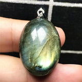 Natural Yellow Labradorite Necklace Pendant Crystal Silver Moonstone Beads