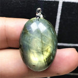 Natural Yellow Light Labradorite Necklace Pendant Crystal Silver Moonstone Beads