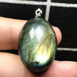 Natural Yellow Labradorite Necklace Pendant Crystal Silver Moonstone Beads