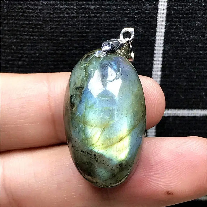 Yellow Labradorite Pendant Crystal Silver Moonstone Beads Stone