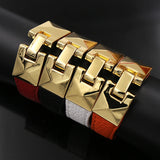 Top 10 Color PU Leather Stainless Steel Rivet Bracelet Bangle