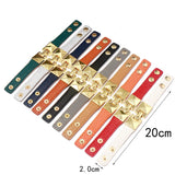 Top 10 Color PU Leather Stainless Steel Rivet Bracelet Bangle