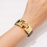 Top 10 Color PU Leather Stainless Steel Rivet Bracelet Bangle