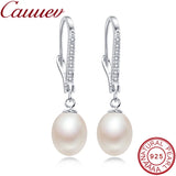 Natural Pearl Water Drop Earrings Zirconia Silver 925