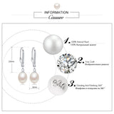 Natural Pearl Water Drop Earrings Zirconia Silver 925