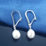Natural Pearl Water Drop Earrings Zirconia Silver 925