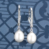 Natural Pearl Water Drop Earrings Zirconia Silver 925