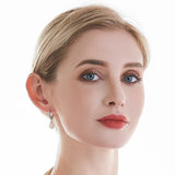 100% Natural Freshwater Pearl Water Drop Earrings Zirconia Silver 925