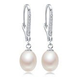 Natural Pearl Water Drop Earrings Zirconia Silver 925