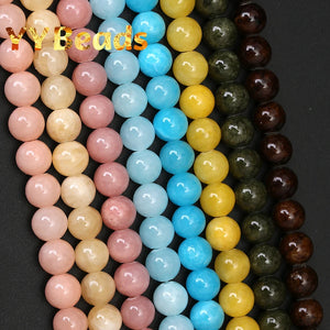 100% Natural Jades Chalcedony Stone Beads 33 Colors Round Loose Beads