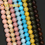 100% Natural Jades Chalcedony Stone Beads 33 Colors Round Loose Beads