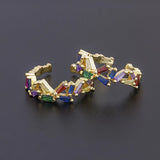 Rainbow CZ Crown Geometric Ring Wedding Engagement Women Party Gift Jewelry