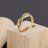 Rainbow CZ Crown Geometric Ring Wedding Engagement Women Party Gift Jewelry
