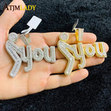 Micro Pave CZ Initial Letter Necklace for Men