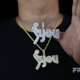 Micro Pave CZ Initial Letter Necklace for Men