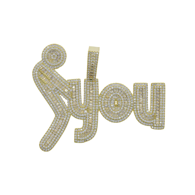 Micro Pave CZ Initial Letter Necklace for Men