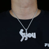 Micro Pave CZ Initial Letter Necklace for Men