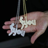 Micro Pave CZ Initial Letter Necklace for Men