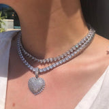 Micro Pave 5A CZ Passion Heart Pendant Necklace