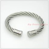 316L Stainless Steel Silver Wire Chain Bracelet Cuff Bangle