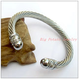 316L Stainless Steel Silver Wire Chain Bracelet Cuff Bangle