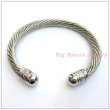 316L Stainless Steel Silver Wire Chain Bracelet Cuff Bangle