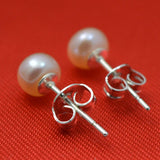 5MM Pink Freshwater Pearl Stud Earrings S925 Sterling Silver Fine Jewelry