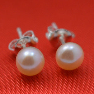 5MM Pink Freshwater Pearl Stud Earrings S925 Sterling Silver Fine Jewelry