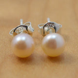 5MM Pink Freshwater Pearl Stud Earrings S925 Sterling Silver Fine Jewelry