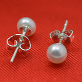 5MM Pink Freshwater Pearl Stud Earrings S925 Sterling Silver Fine Jewelry