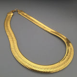 Hip Hop Mens Herringbone Snake Chain Golden Necklace Rapper