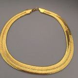 Hip Hop Mens Herringbone Snake Chain Golden Necklace Rapper