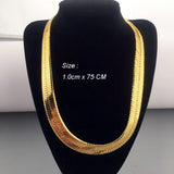Hip Hop Mens Herringbone Snake Chain Golden Necklace Rapper
