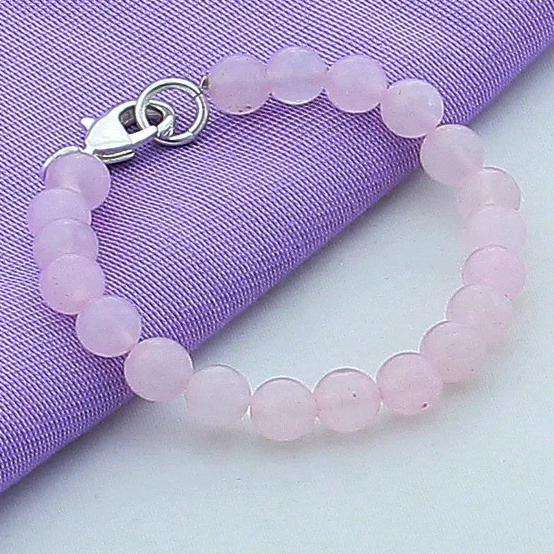 925 Silver Pink Pearl Crystal Bead Charm Bracelet for Women