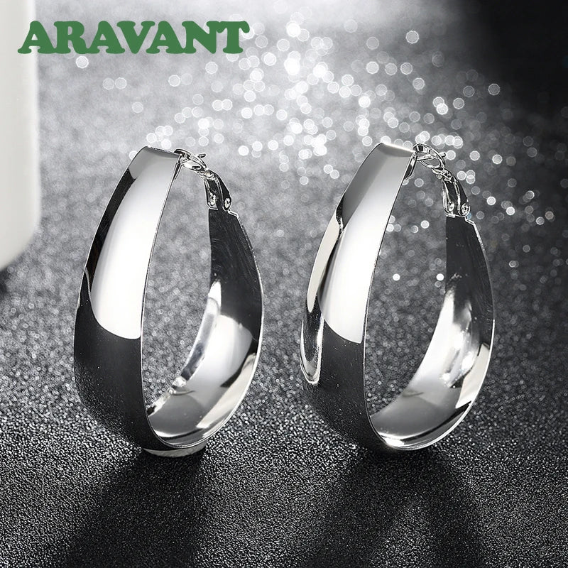 925 Silver U-Shaped Hoop Earrings For Women - Jewelry Gift