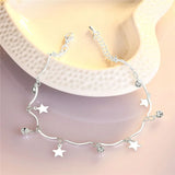 925 Silver Anklet Crystal Star Bracelet Foot Charm