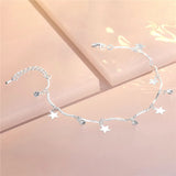 925 Silver Anklet Crystal Star Bracelet Foot Charm