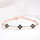 925 Silver Bracelet For Women Clover Flower Lady Rose Hand Acc