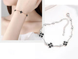 925 Silver Bracelet For Women Clover Flower Lady Rose Hand Acc