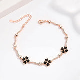 925 Silver Bracelet For Women Clover Flower Lady Rose Hand Acc
