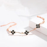 925 Silver Bracelet For Women Clover Flower Lady Rose Hand Acc