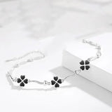 925 Silver Bracelet For Women Clover Flower Lady Rose Hand Acc