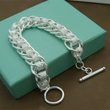 925 Sterling Silver Chain Link Bracelet For Women Men